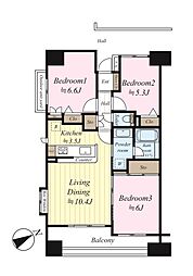 ダイアパレスラ・セーヌ小台公園 3LDKの間取図画像