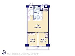 花小金井スカイハイツ 2LDKの間取図画像
