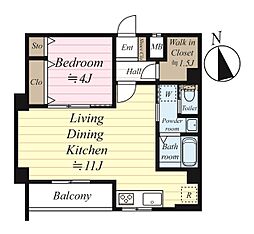 大江戸コーポ 1LDKの間取り