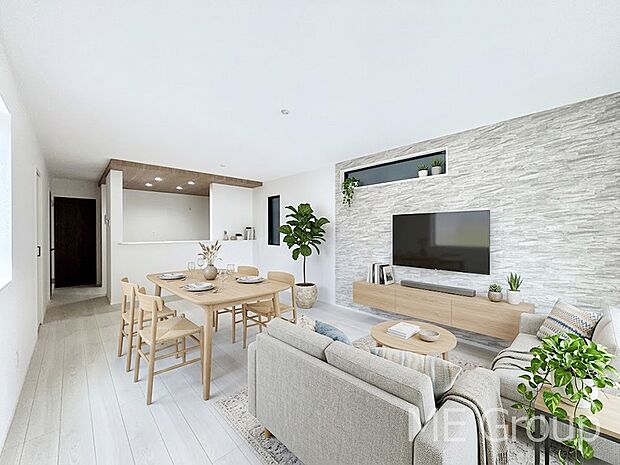 アクセントクロスを使用したワンランクアップの空間 ※家具はCGです