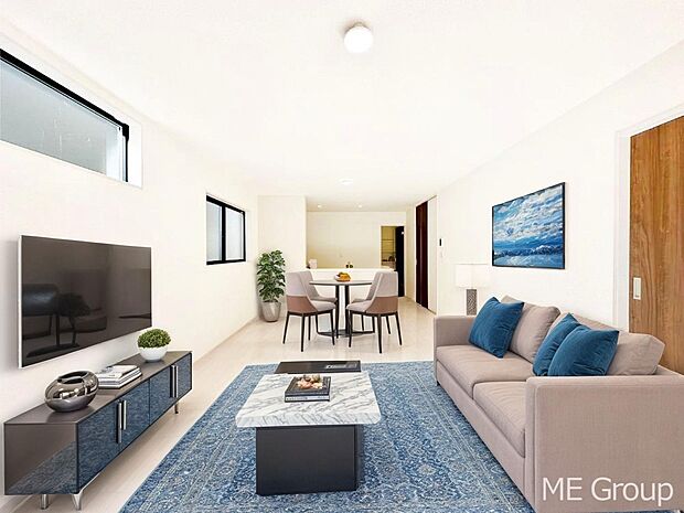 家族の和やかな会話が聞こえてきそう。開放感のあるリビングです。 ※家具はCGです