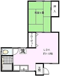 永島荘 1LDKの間取図画像
