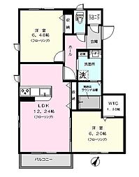 フルールパレス1 2LDKの間取図画像