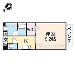 インテリオル 1階1Kの間取り