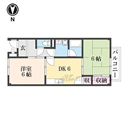 メゾン若松 1階2DKの間取り