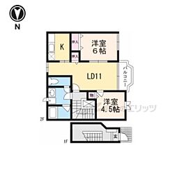 サニー　フォレスト 2階2LDKの間取り