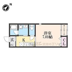 近江鉄道近江本線 日野駅 徒歩37分の賃貸アパート 1階1Kの間取り