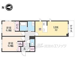 シトリネ 1階2LDKの間取り
