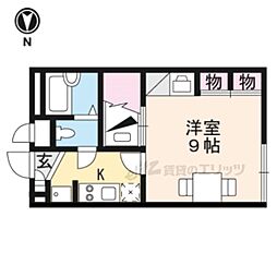 JR北陸本線 長浜駅 徒歩26分の賃貸アパート 2階1Kの間取り