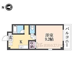 ヴィラ・ミユキ 3階1Kの間取り