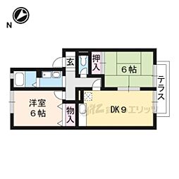 JR東海道・山陽本線 瀬田駅 徒歩18分の賃貸アパート 1階2DKの間取り