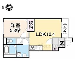 JR北陸本線 長浜駅 3.1kmの賃貸アパート 1階1LDKの間取り