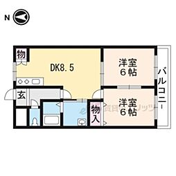 ドリーミィー 2階2DKの間取り