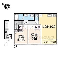 Ｖｉａ　Ｌｕｃｅ 2階2LDKの間取り