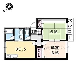 JR東海道・山陽本線 瀬田駅 徒歩20分の賃貸アパート 1階2DKの間取り