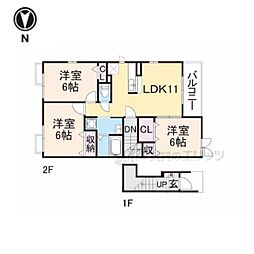 ソル・レヴェンテ　ウーノ 2階3LDKの間取り