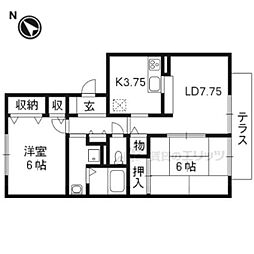 JR東海道・山陽本線 守山駅 徒歩21分の賃貸アパート 2階2LDKの間取り