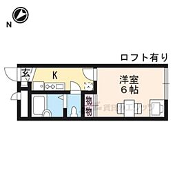 JR湖西線 堅田駅 徒歩6分の賃貸アパート 2階1Kの間取り
