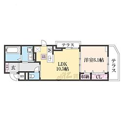 ラクーン守山 1階1LDKの間取り