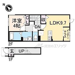 仮称）室町アパート新築工事 2階1LDKの間取り