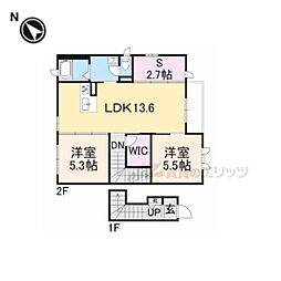 シャーメゾンＳＴデュオコート 2階2LDKの間取り