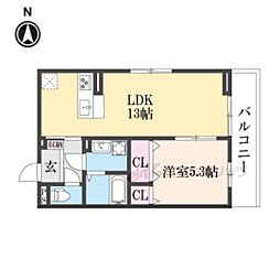 JR北陸本線 長浜駅 徒歩34分の賃貸アパート 3階1LDKの間取り