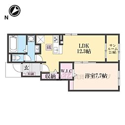 近江鉄道近江本線 八日市駅 徒歩13分の賃貸アパート 1階1LDKの間取り