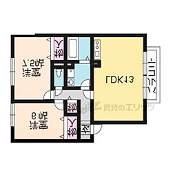 セヴェルＳｅｔａII 2階2LDKの間取り