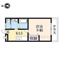 グラシャス 1Kの間取図画像