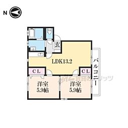 ＳＨＩＲＡＨＡＥ 2階2LDKの間取り