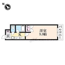 クレール平井 3階1Kの間取り