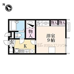 レオパレスNorthRiver 1Kの間取図画像