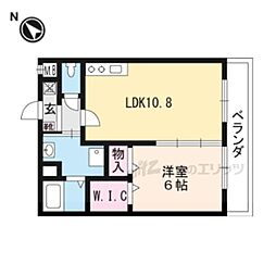JR湖西線 堅田駅 徒歩5分の賃貸マンション 2階1LDKの間取り