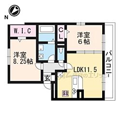 ヴァンサンカン 1階2LDKの間取り