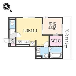 アイル東近江 3階1LDKの間取り