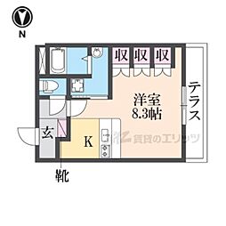リバティーコート 1階1Kの間取り