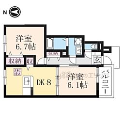JR北陸本線 長浜駅 バス7分 長浜警察署前下車 徒歩4分の賃貸アパート 2階2DKの間取り