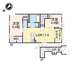 Cｒｏｓｓ Tｅｒｒａｃｅ 2階2LDKの間取り