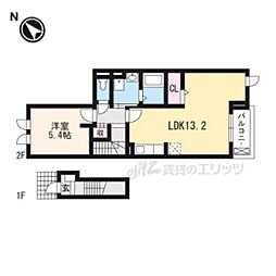 ベル・カーサ 2階1LDKの間取り