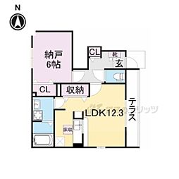 ポラリス 1階1LDKの間取り