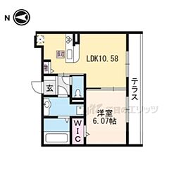 JR草津線 手原駅 徒歩26分の賃貸アパート 1階1LDKの間取り