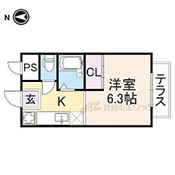 アトム7−ＡＲＫ 2階1Kの間取り