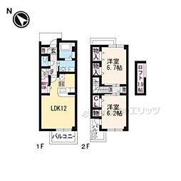 メゾンベル 1階2LDKの間取り