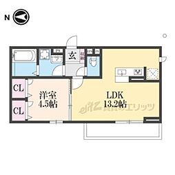 JR東海道・山陽本線 草津駅 徒歩20分の賃貸アパート 3階1LDKの間取り