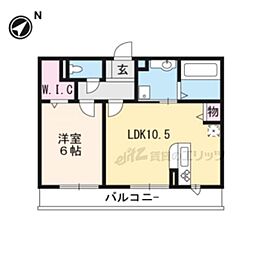 ティーガーデンレジデンス 2階1LDKの間取り