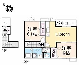 セレッソ　2013 2階2LDKの間取り