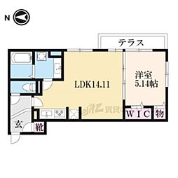 ＬＡ　ＶＩＬＬＡ五個荘　Ａ棟 3階1LDKの間取り