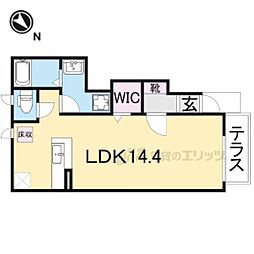 ベル　フィオーレII 1階1Kの間取り