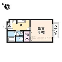 ボナールヴィーブルII 2階1Kの間取り