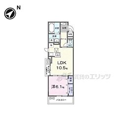 フルール近江 1LDKの間取図画像